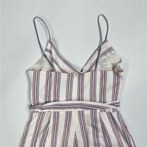 ❌SOLD❌ BANANA Republic Linen-Cotton Cropped Wide leg Striped Jumpsuit Pink white - Picture 5 of 13